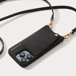 Emma Pebble Leather Crossbody Bandolier Black/Gold - iPhone 11 Pro Max